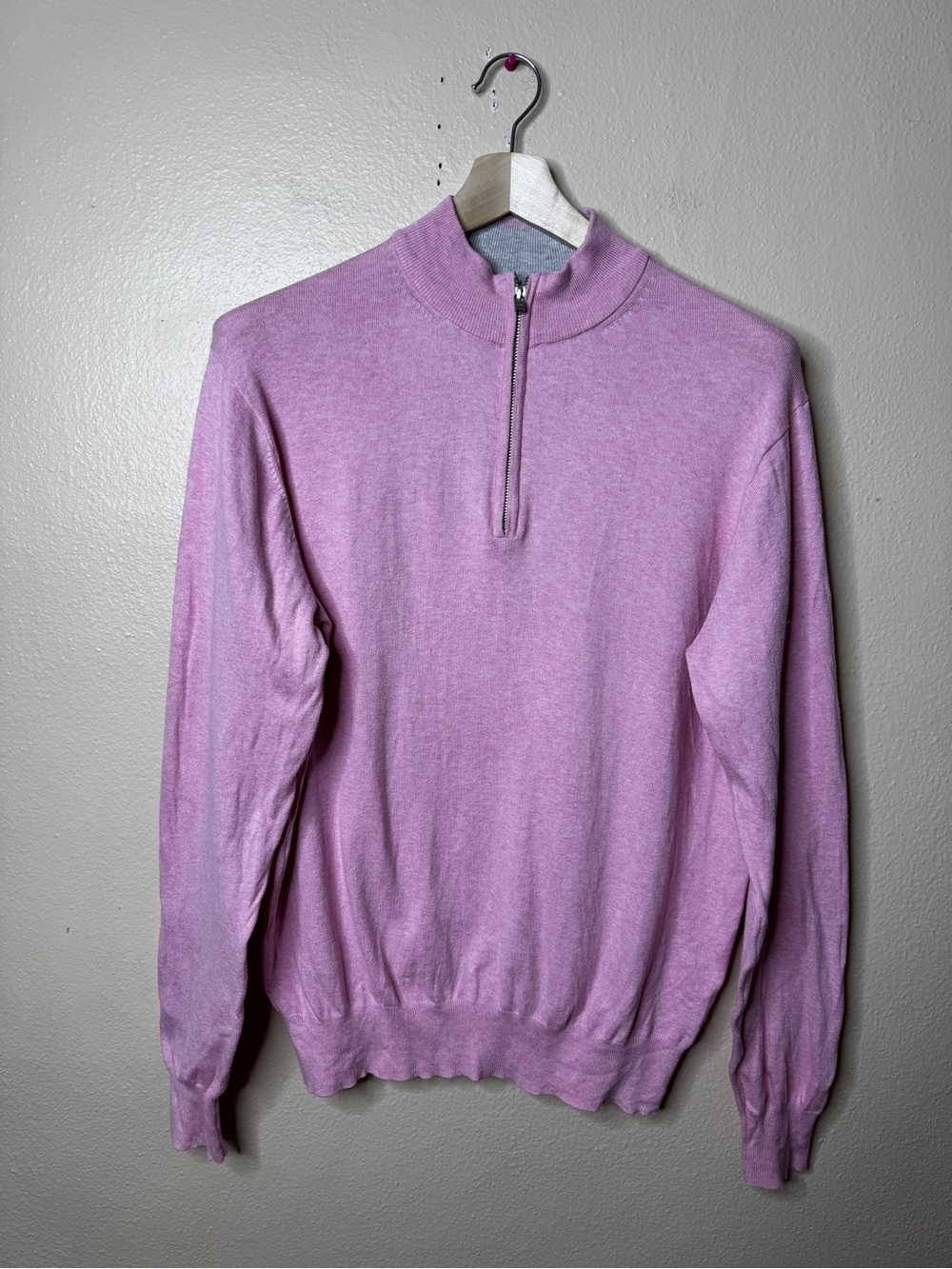 Peter Millar Sweater Mens Medium Pink Half-Zip Cotton Silk Blend Golf Pullover